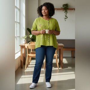 Unlisted Lime Green Embroidered Blouse